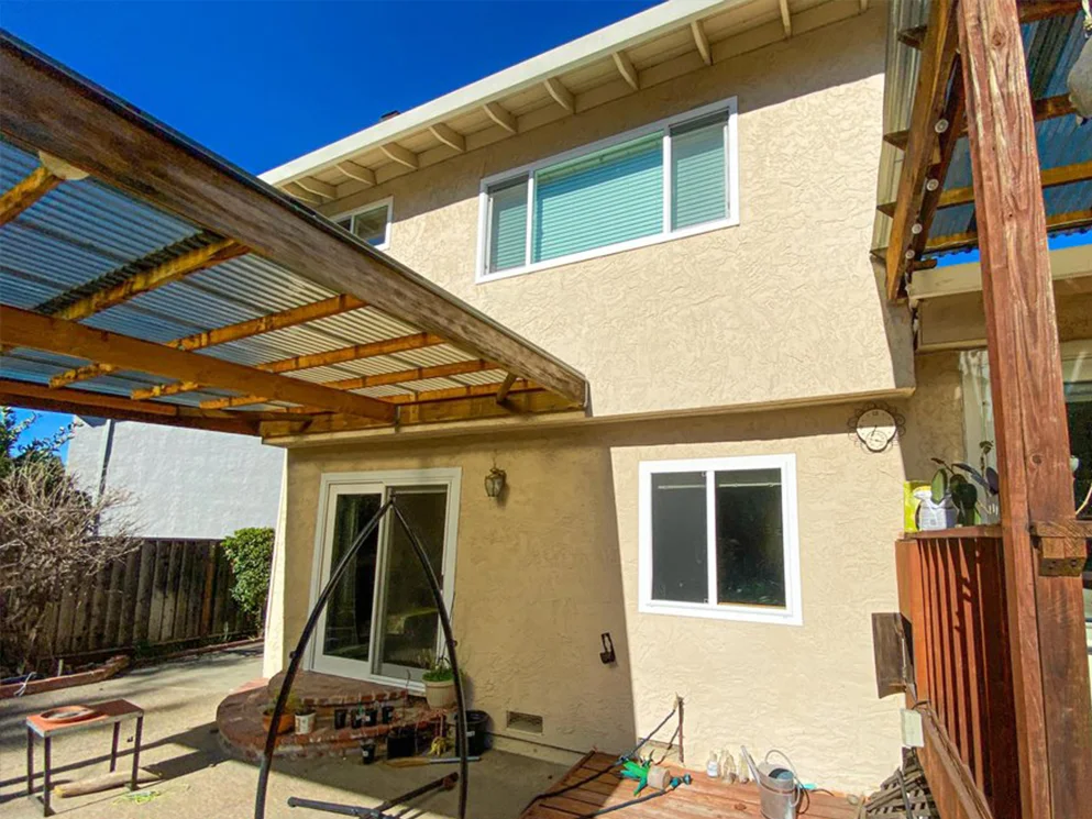 Two story rear elevation with finished smooth acrylic stucco